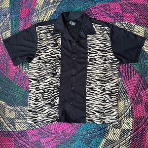 Authentic Kustom Rockabilly Zebra Panel Shirt Size Medium